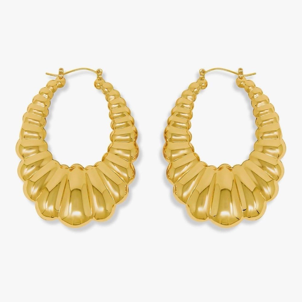 NEW 14K Gold Plated Hoop Earrings - Picture 4 of 4